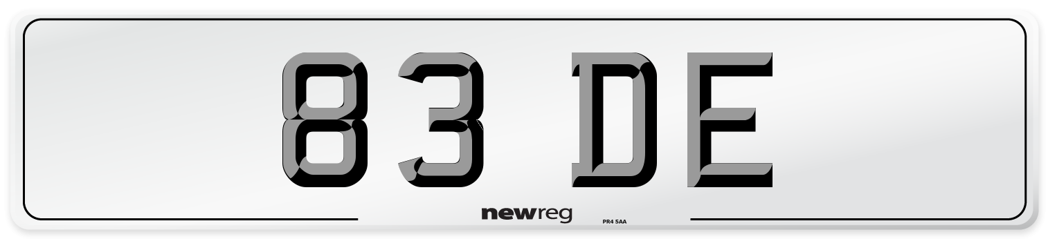 83 DE Number Plate from New Reg